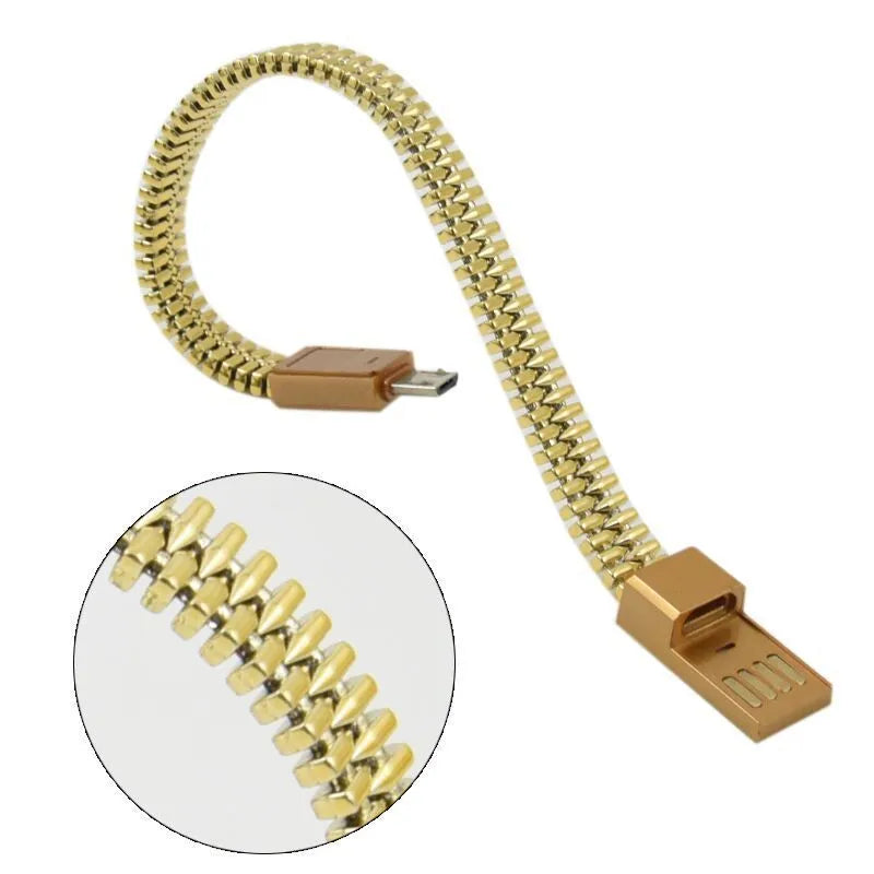 Green bracelet data cable 20cm with alloy port for iPhone, worn on wrist