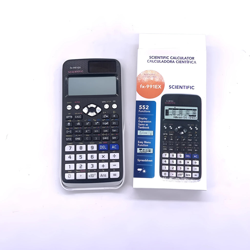 Advanced solar-powered function calculator in multiple colour options