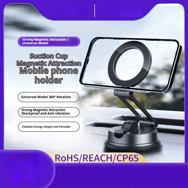H154 black car magnetic phone holder with suction cup mount for windscreen or dashboard