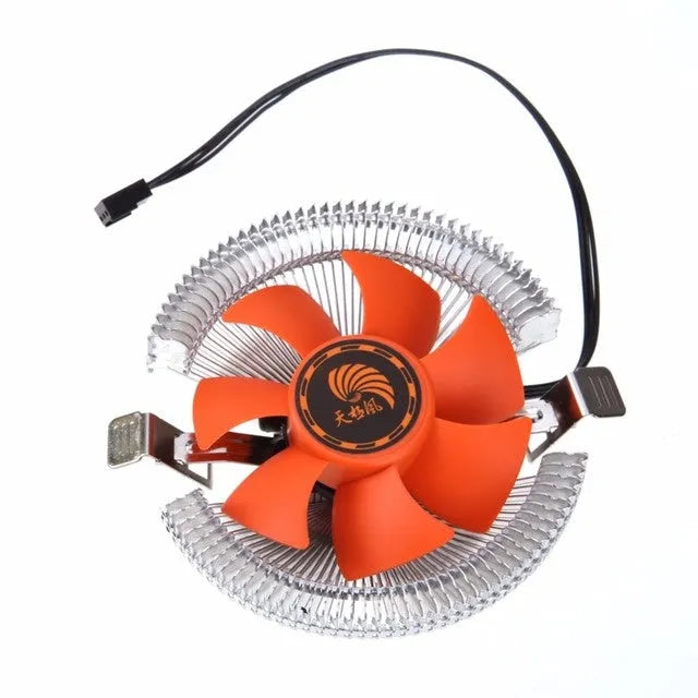 Orange CPU cooler cooling fan with black chassis, 10.3 x 4.9cm, for Intel and AMD sockets