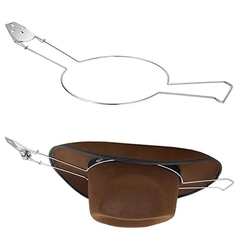Chrome-plated car hat stand for organising coats and hats inside a vehicle.