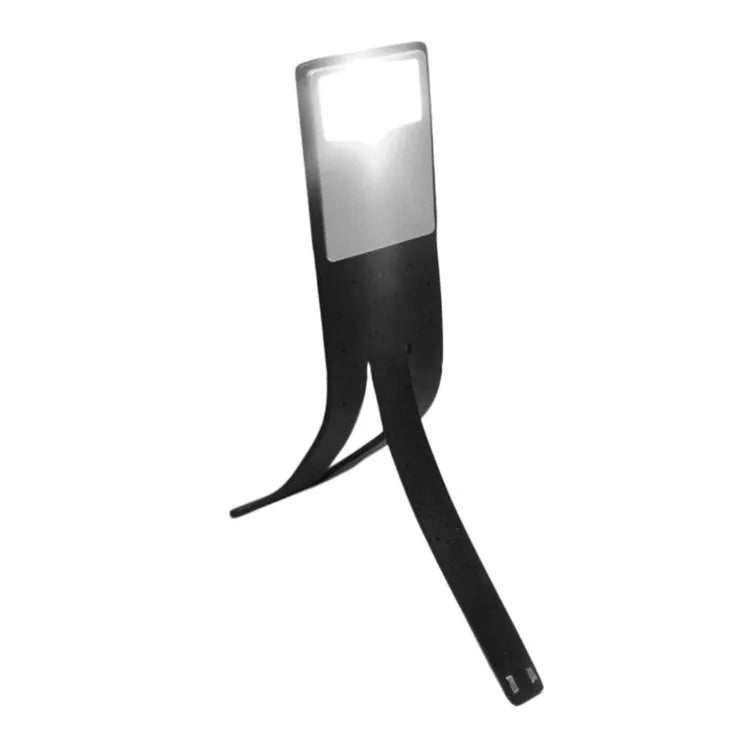 Black folding LED reading lamp for Kindle, 205x40x9mm, USB rechargeable with adjustable brightness