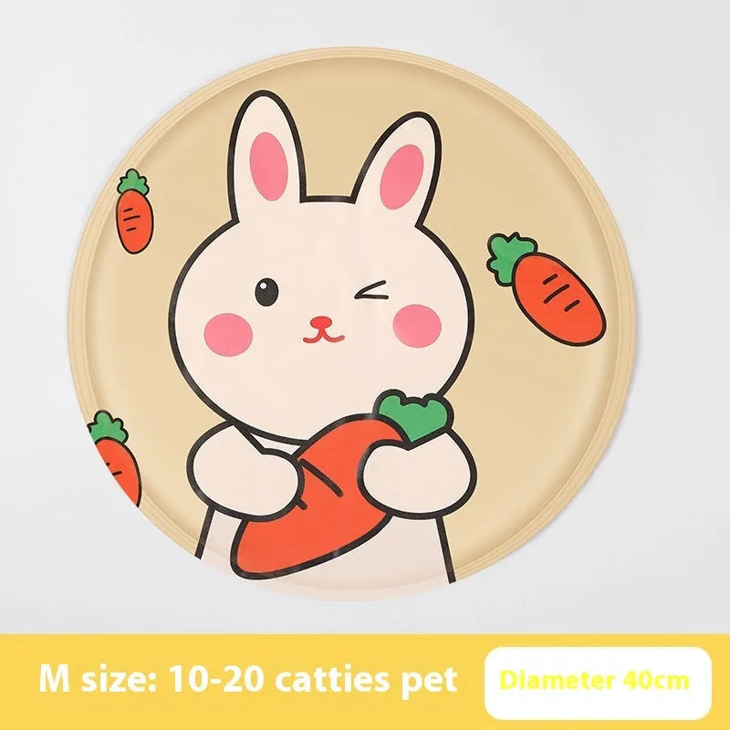 Round dog cooling pad with cartoon animal pattern and gel filling