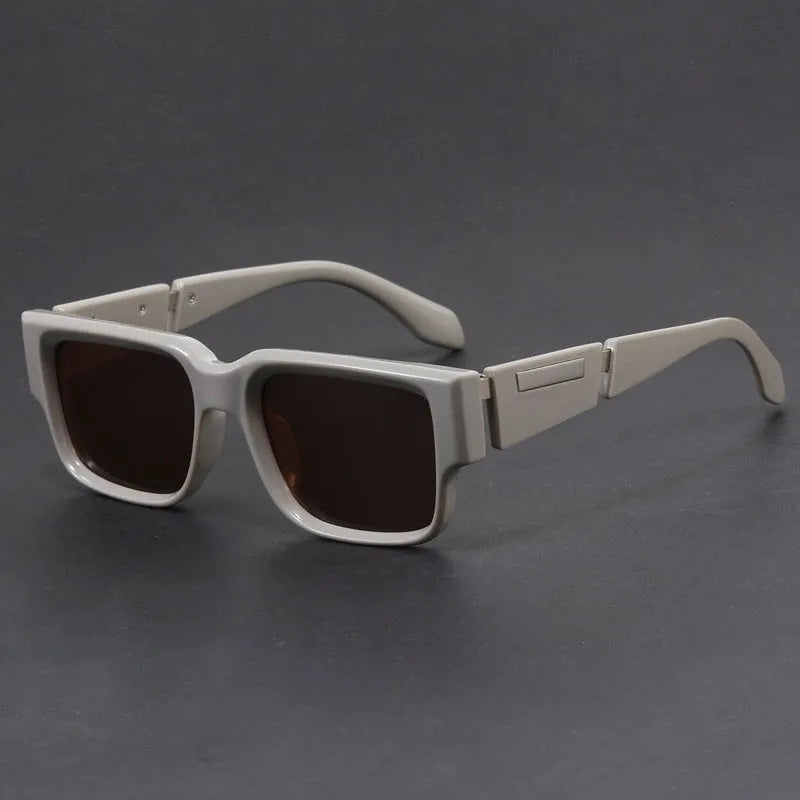 Blue frame sunglasses with grey blue lenses in retro square thick frame design