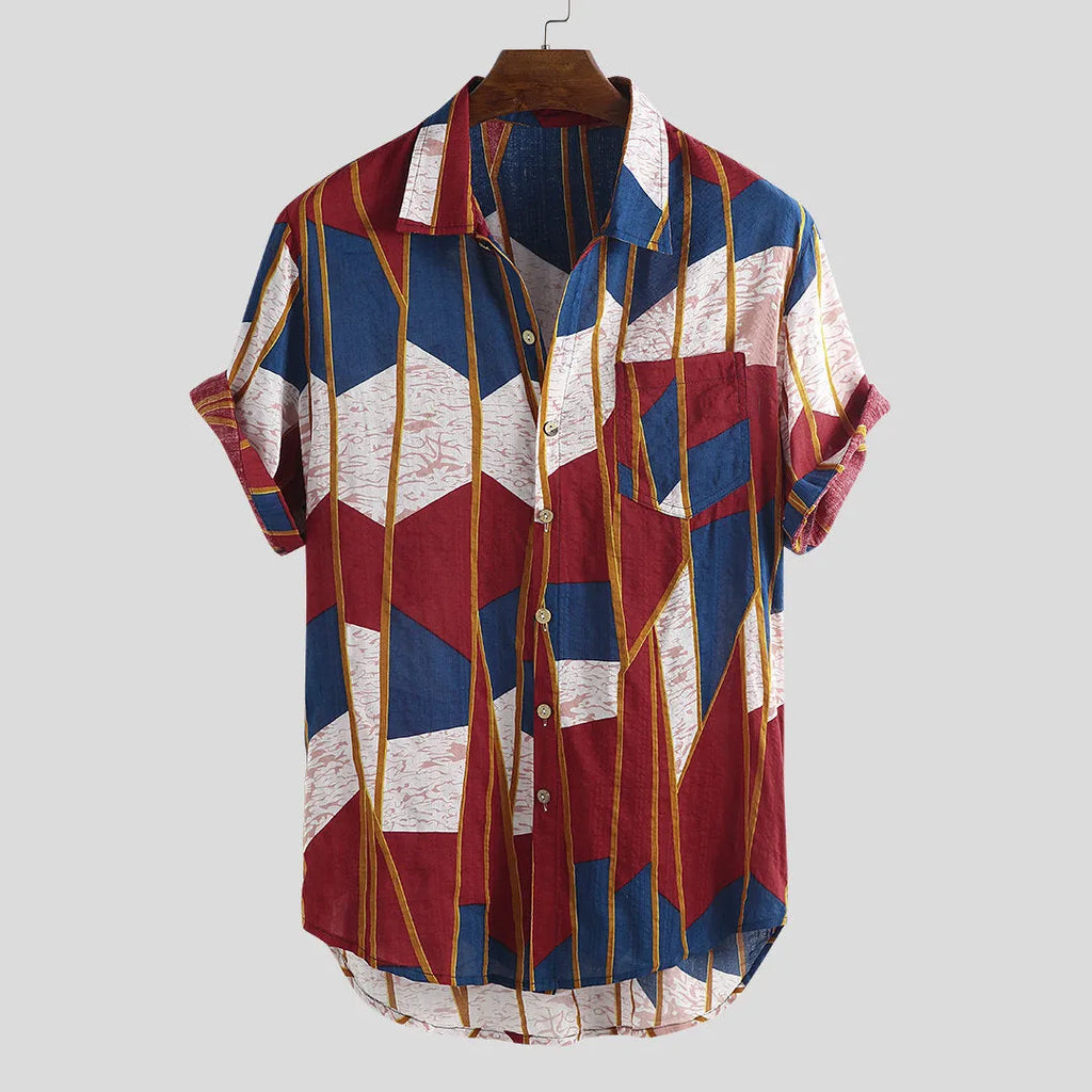 Men's cotton blend short sleeve t-shirt available in blue striped, gold, red 2, red striped colours sizes M to 4XL