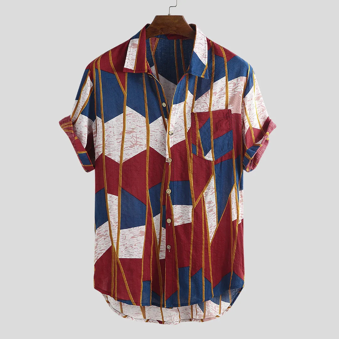 Men's cotton blend short sleeve t-shirt available in blue striped, gold, red 2, red striped colours sizes M to 4XL