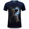 Men's loose fit short-sleeved T-shirt with 3D stereo pattern in black, front view, sizes S to 6XL