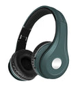 Metallic bluetooth headset in black, blue, gold, or red with head-mounted design and bilateral earpieces