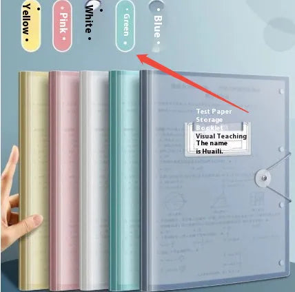 A3 test paper storage bag with multi-layer folder in translucent PP plastic for exam organisation