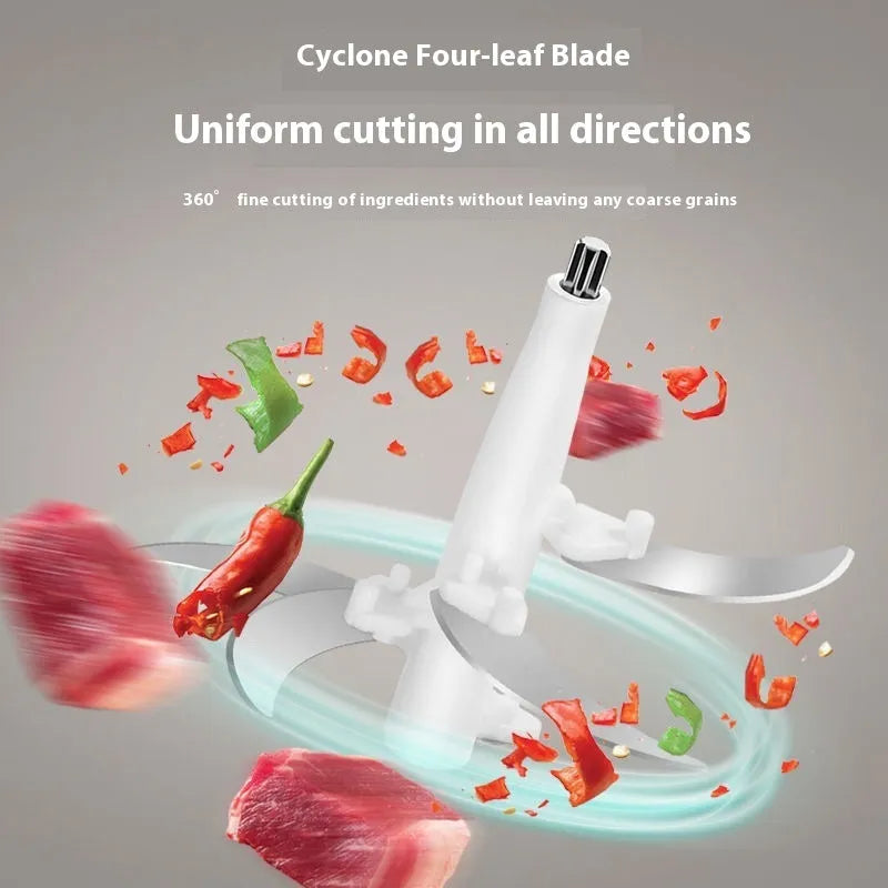 2L stainless steel semi-automatic meat grinder with adjustable speed knob on countertop