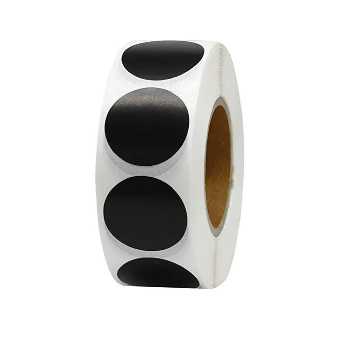 Roll of 500 chroma label colour code stickers, 2.5cm each, in ten colours with permanent glue