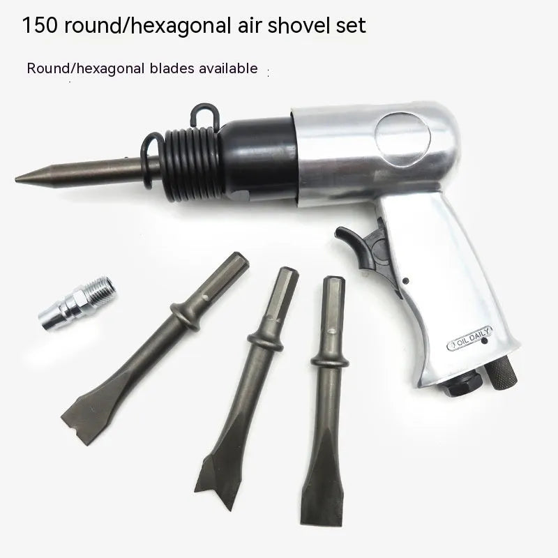 Air hammer tool with hexagonal and round handles for pneumatic rock drilling and industrial repairs