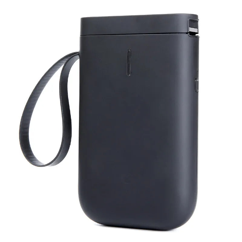 D11 Bluetooth thermal label printer in black, compact 108x76x30mm, with label paper roll