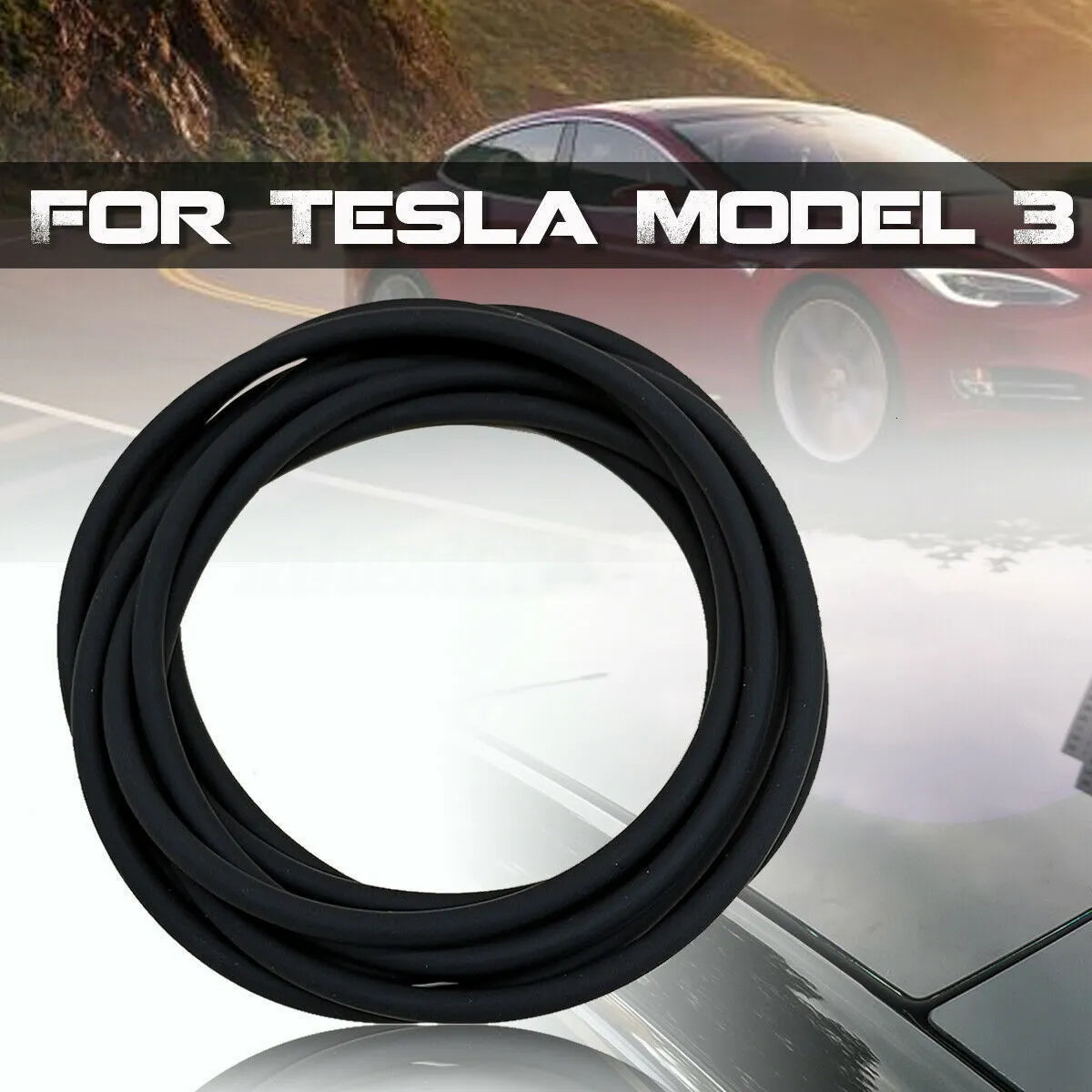 Tesla Model 3 black silicone windshield roof sunroof seal 285 cm