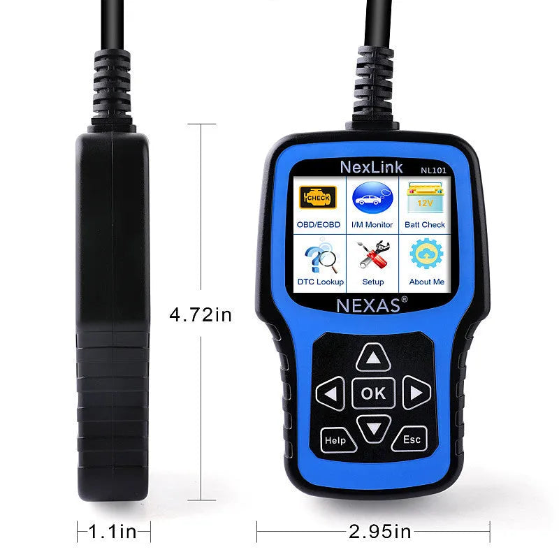 Nexas NL101 OBD2 car diagnostic scanner and code reader on a table