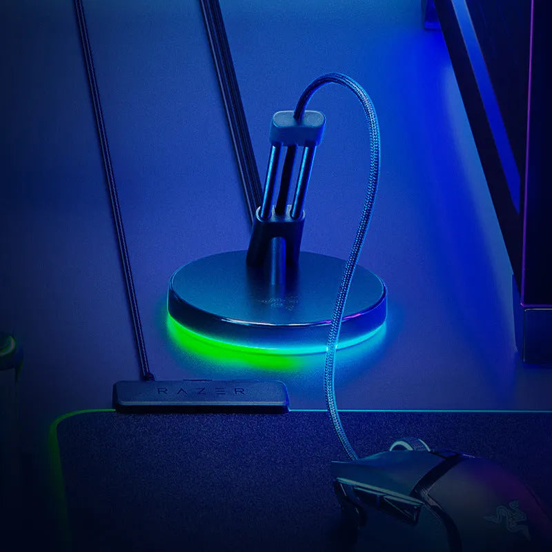 Thunder Snake Mouse Fastener V3 Magic Colour version showing RGB lighting and cable clamp