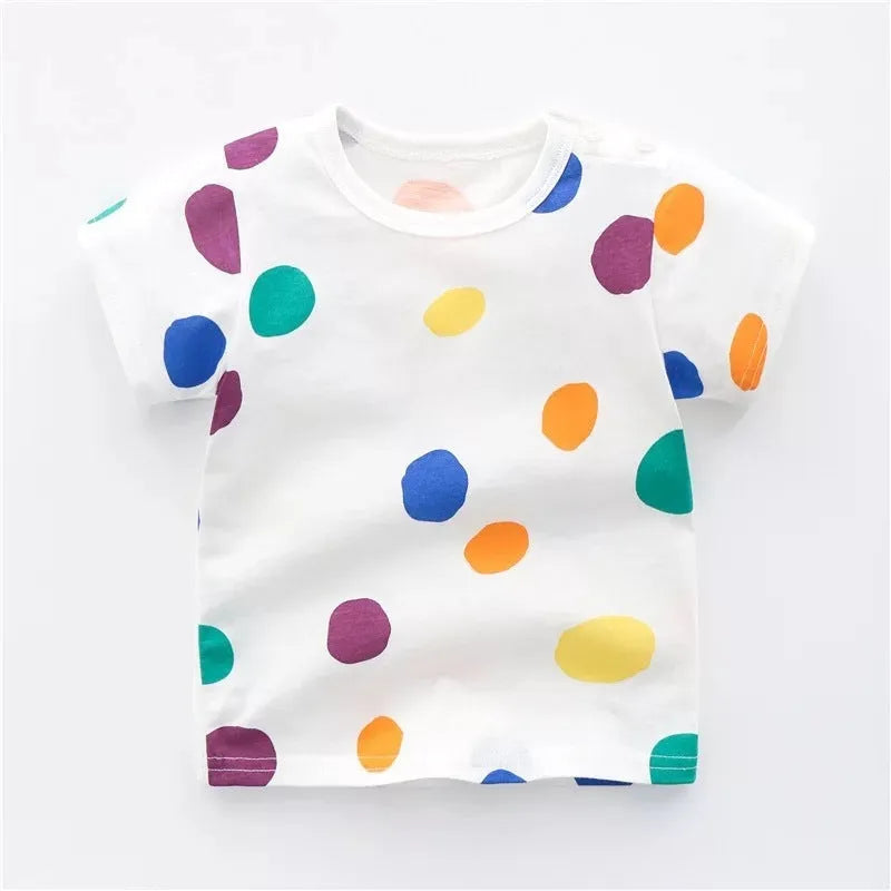 Children's cotton short sleeve T-shirt in multiple colour styles, unisex all-match design, 73-110cm Asian sizing