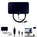 Black digital HD indoor TV antenna, 210 x 120 x 0.8 mm plate, 3 m coaxial cable, F-head connector, 1080p