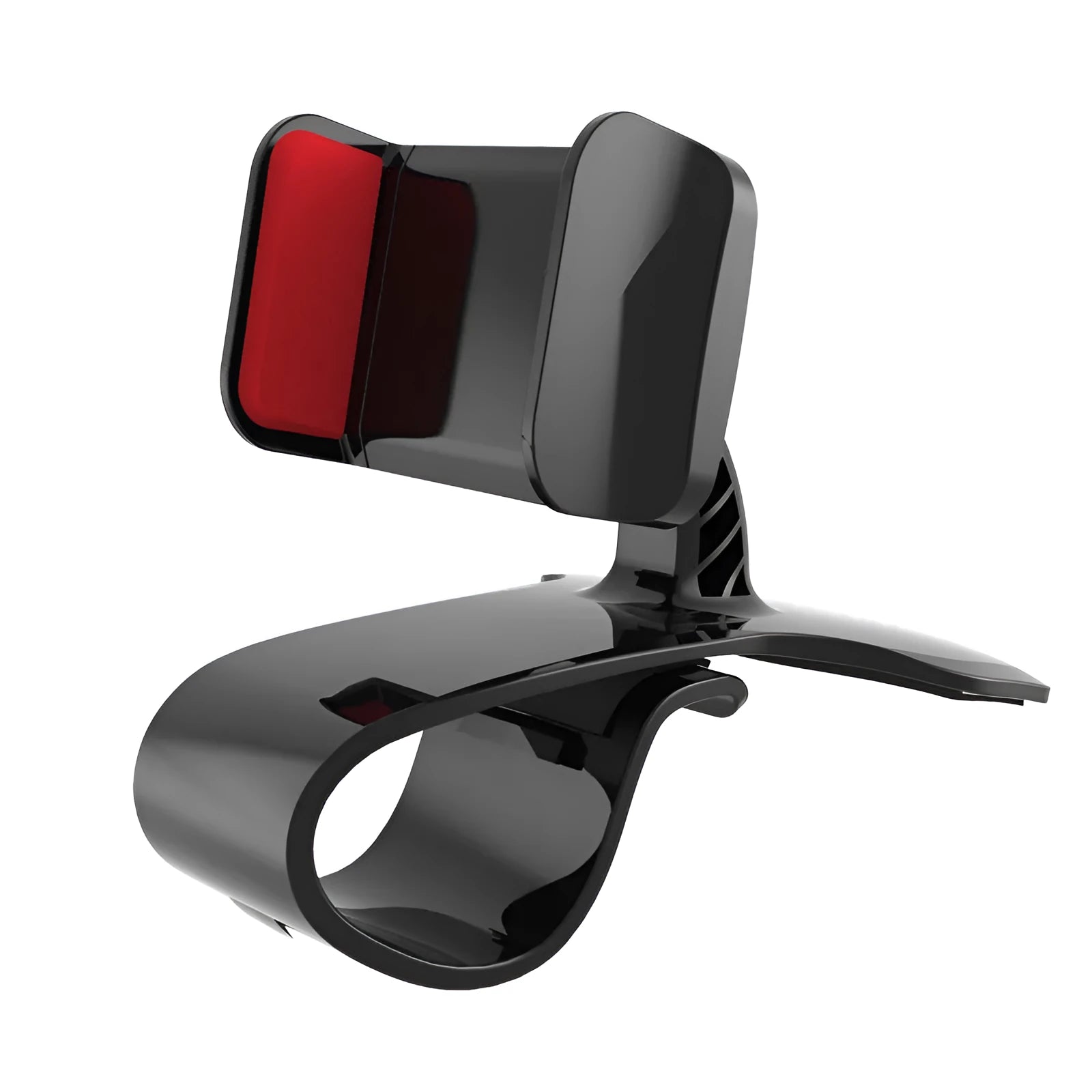 Dashboard car phone holder mounted on vehicle dashboard edge holding smartphone