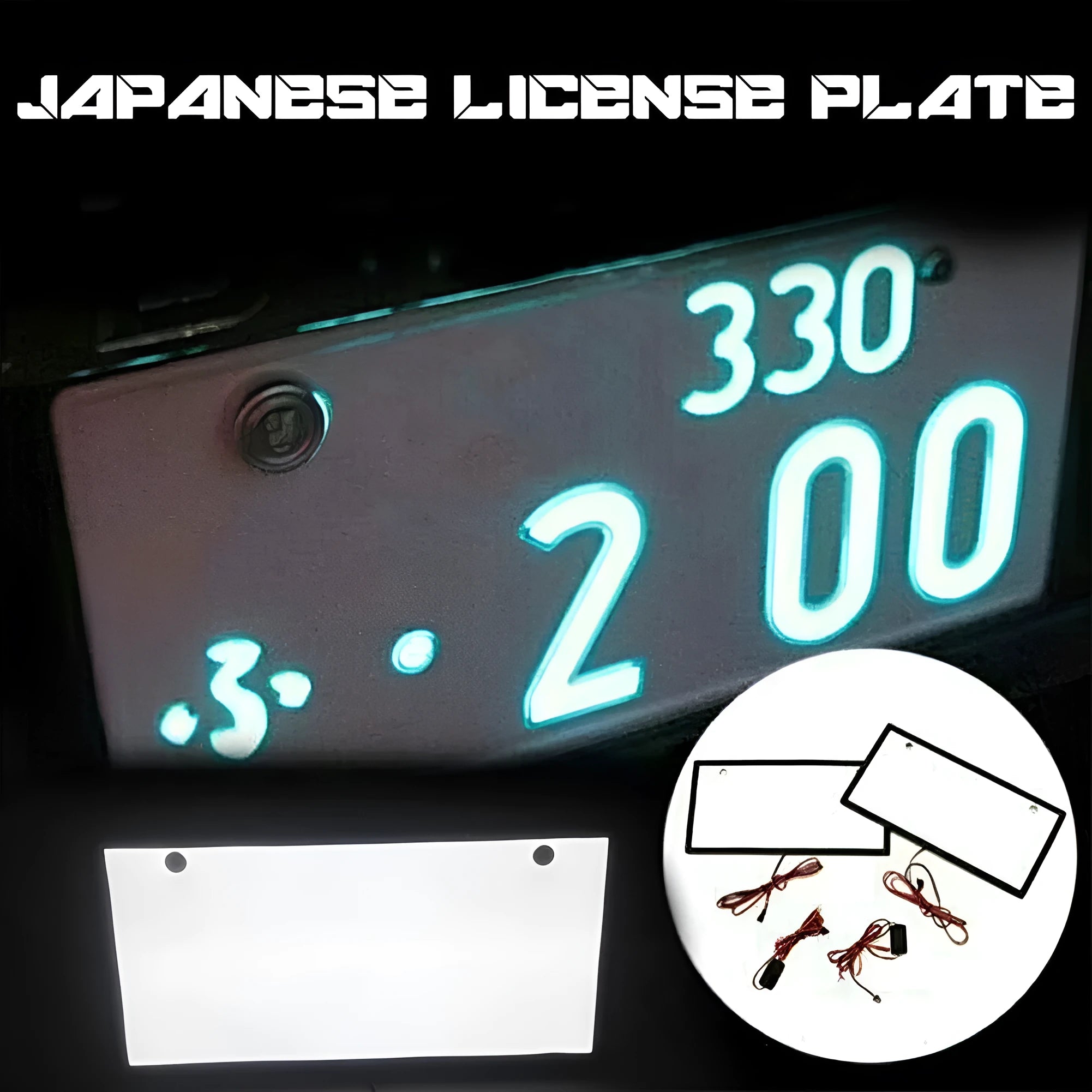 Two LED license plate lights for trucks with plastic housing and uniform illumination