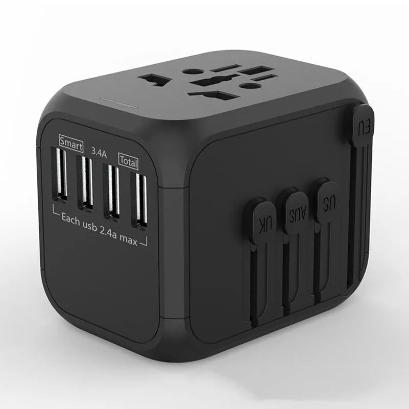 Black six-hole international conversion plug with PC shell and phosphor copper conductors