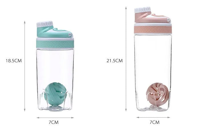 Protein nutrition shaker 550ml sealed shaking cup in blue green grey and pink colours