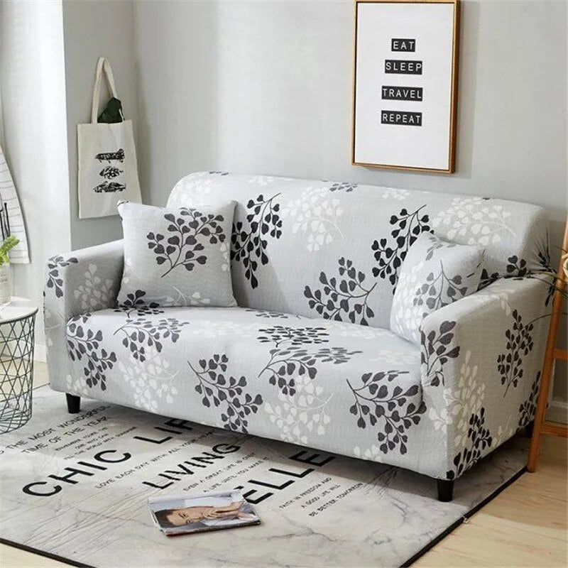 Elastic polyester striped sofa cover in modern design for a 3-seat sofa, available in 15 colours