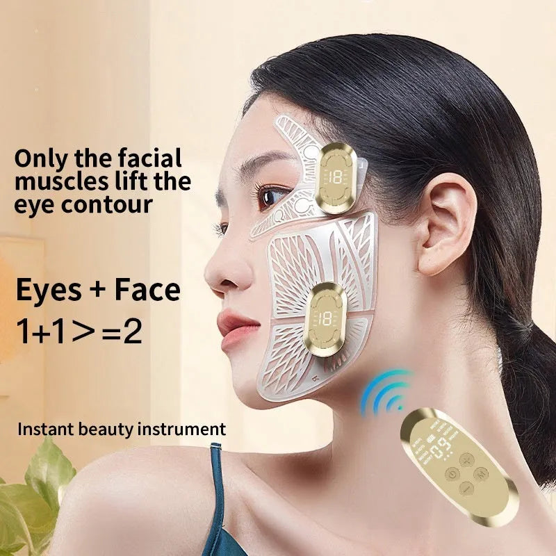 V line face slimming massager with remote control and gel patches for eye and face wrinkle removal brightening physiotherapy