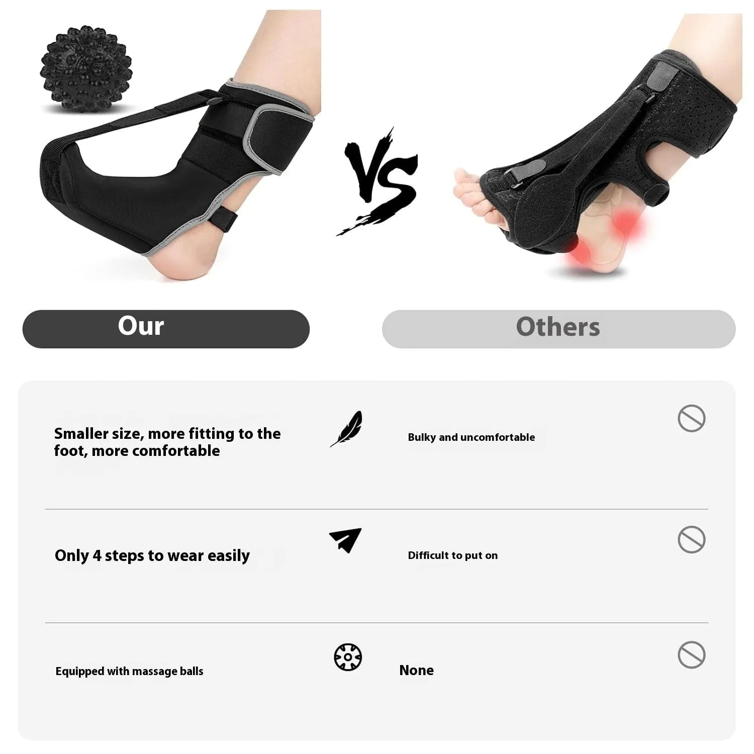 Foot drooping stretch strap night splint adjustable neoprene support black and grey