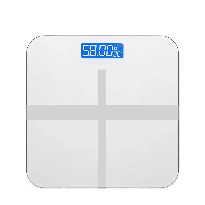 26x26cm household weighing scale showing multiple colour options including Cross Ice Crystal White, Piano Black and Rose Gold finishes