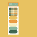 Colourful plaid memo pad sticky notes pack with six designs, 120 sheets total, each sheet 67mm by 200mm.