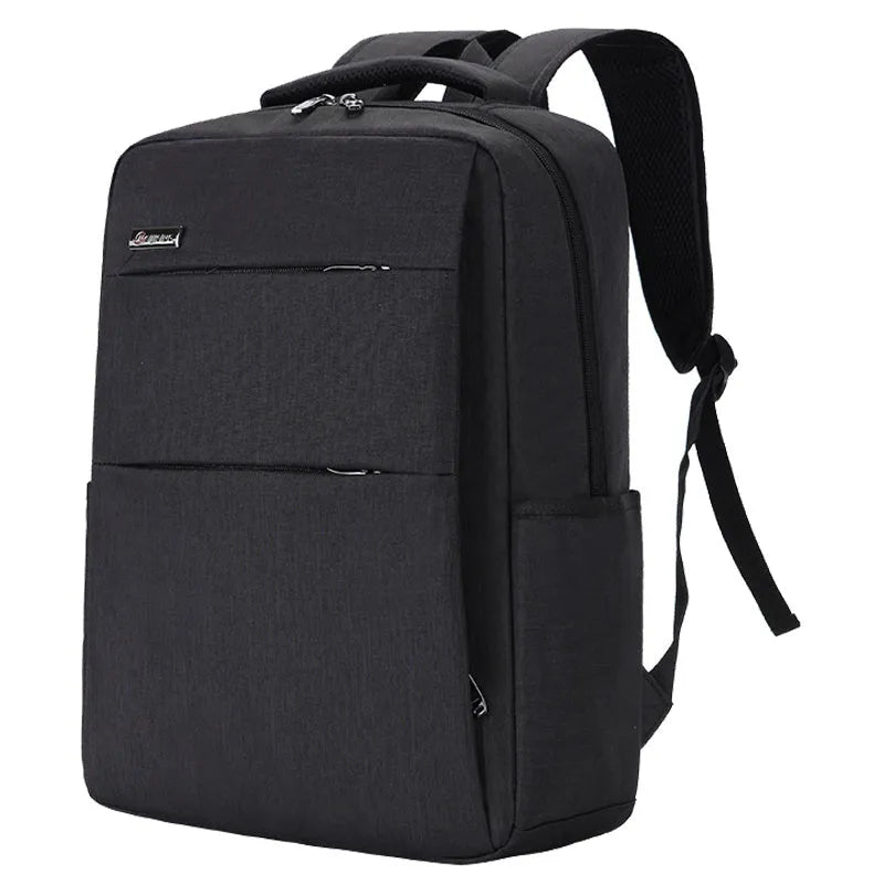Waterproof Oxford cloth laptop backpack with USB charging port showing Black, Blue, Grey, and Red colour options