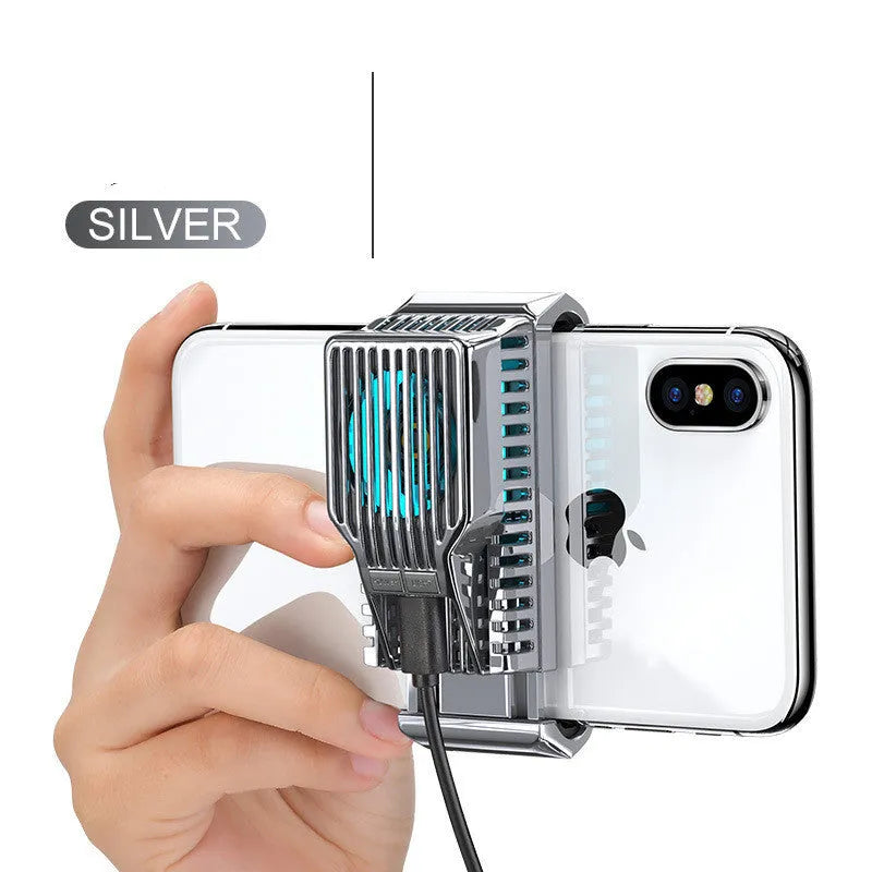 Black mobile phone radiator clip cooler with aluminum alloy and ceramic construction on phone