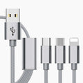 Three-in-one mobile phone charging cable in multiple colours with 1.2m length and Micro USB connector