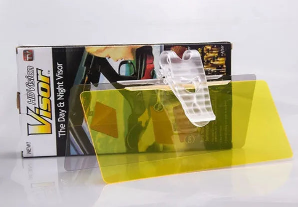 HD car anti-glare day and night vision driving visor in gray with adjustable clip