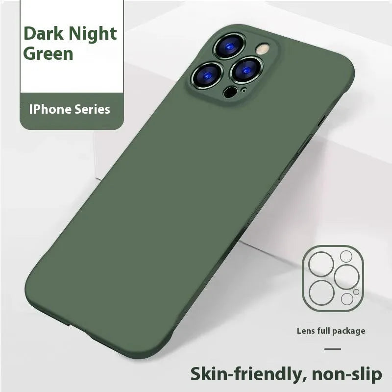 Ultra-thin frameless silicone phone case for iPhone 15 Pro Max in Graphite Black
