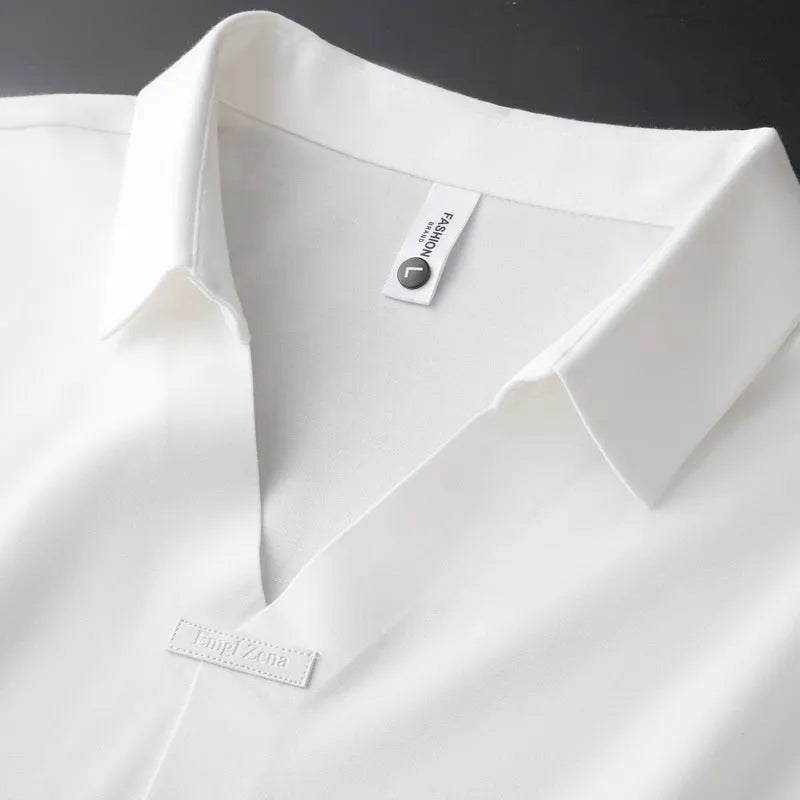 Men's slim fit lapel collar short sleeved polo t-shirt in cotton blend fabric