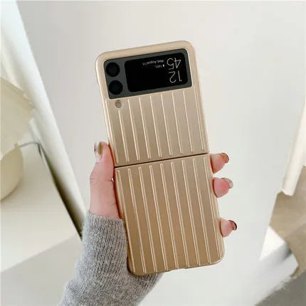 Samsung Z Flip3 flip phone case in solid colours including black, red, gold, and sky blue.