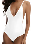 Women's V-neck swimsuit in style YYB5 showing sizes available from S to 5XL