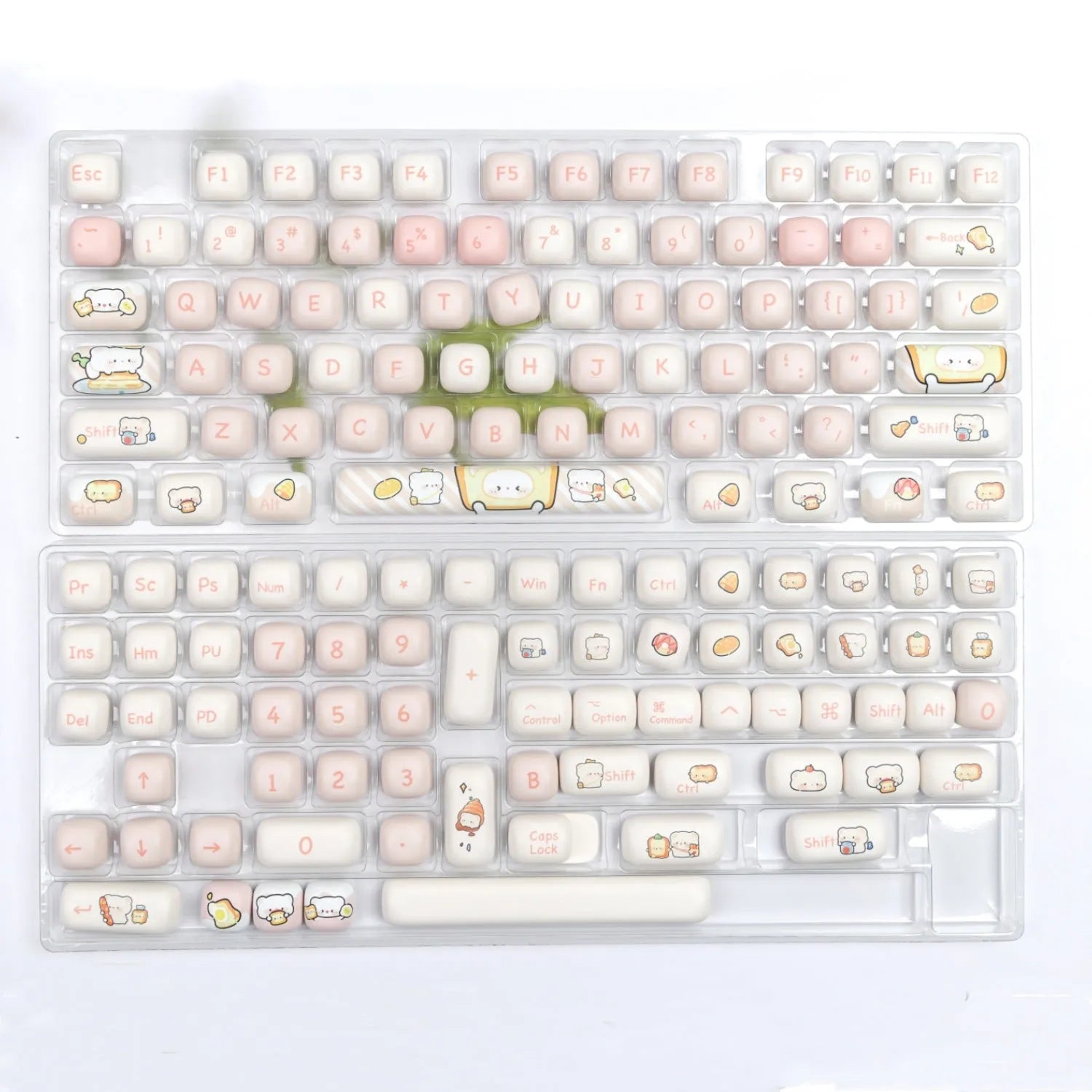 MOG Steamed Bread PBT key cap set with bread bear design for mechanical keyboards