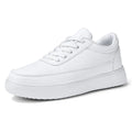 Women's flat casual leather shoes in gold, silver, or white with lace-up front.