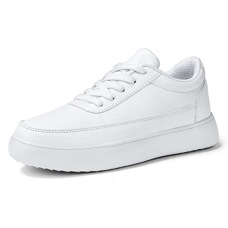 Women's flat casual leather shoes in gold, silver, or white with lace-up front.