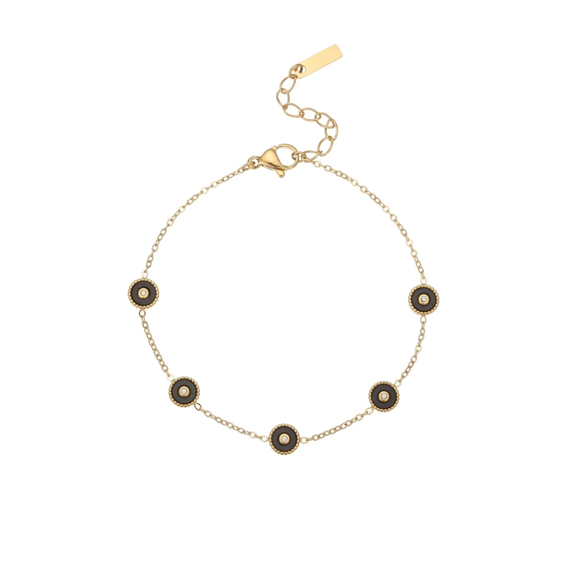 Women's geometric bracelet and necklace set with 18K gold plating on stainless steel