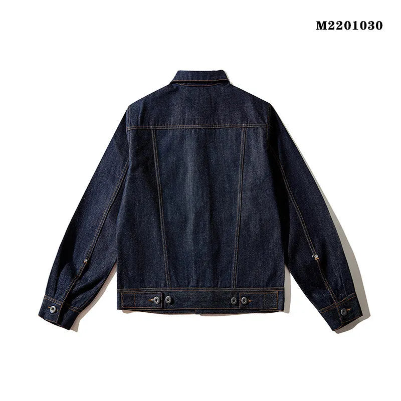 Men's raw pulp colour Japanese-style loose cotton jacket with patch pockets and straight hem.