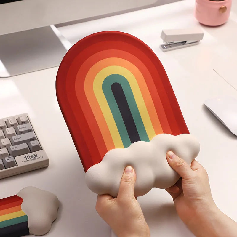 Silica gel wrist rest mouse pad and keyboard support with cloud pattern design on silicone material