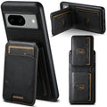 Black PU TPU leather-style back cover phone case with card slot and bracket for Samsung iPhone Google Pixel