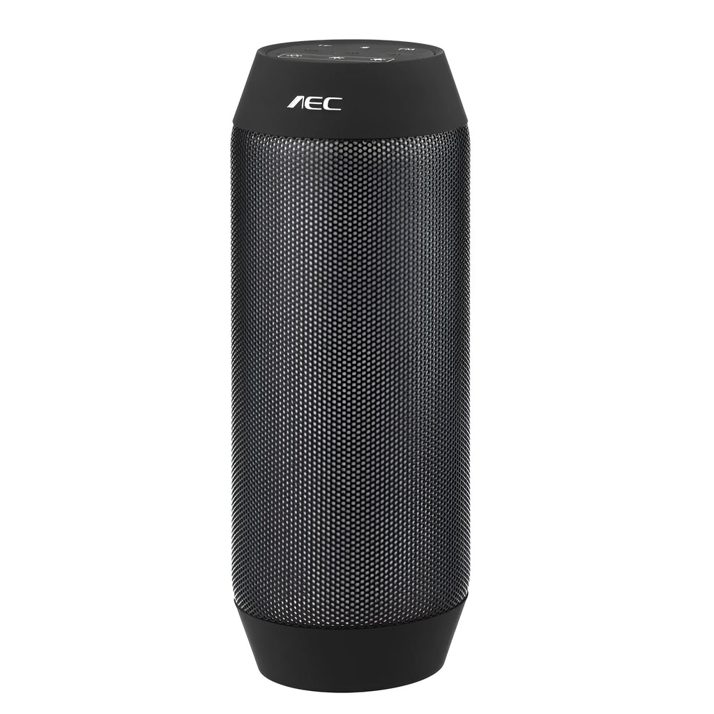 Compact black or white Bluetooth speaker with a ring of colourful LED lights around its middle.