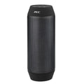 Compact black or white Bluetooth speaker with a ring of colourful LED lights around its middle.
