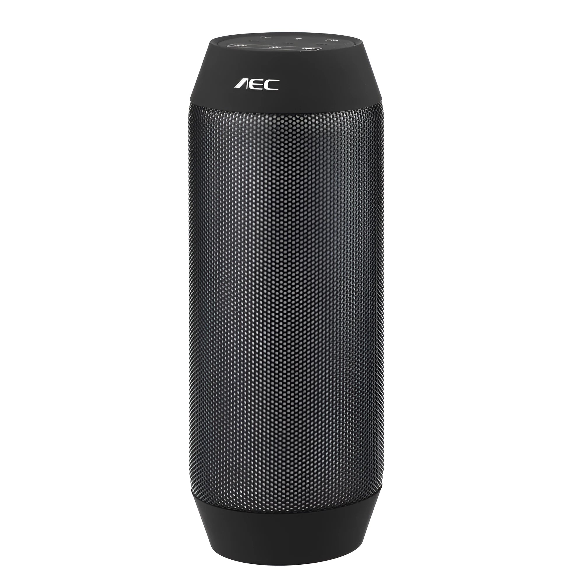 Compact black or white Bluetooth speaker with a ring of colourful LED lights around its middle.