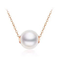 Pearl clavicle necklace with mother-of-pearl pendant in 18K gold, available in gold or rose gold.